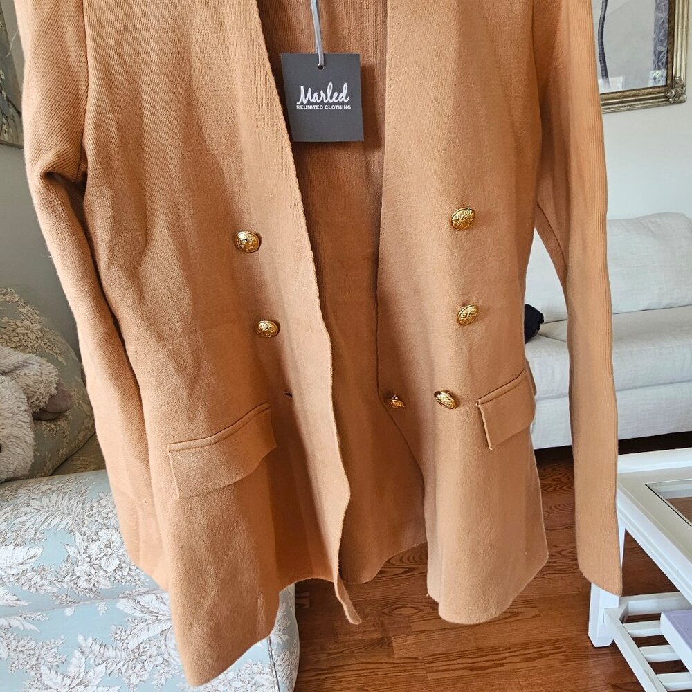 NWT Women's Sweater Blazer in Caramel Size S